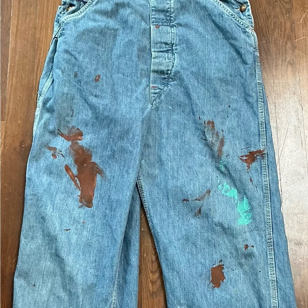 Vintage Big Mac 70s denim bib overalls USA made waist 31/32, 27 in inseam